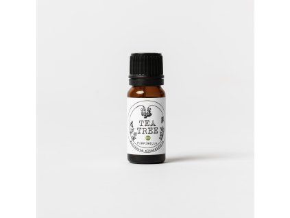 100% čistý přírodní destilovaný éterický olej z kajeputu střídavolistého (Melaleuca alternifolia)v organické kvalitě, ve skleněné lékovce.